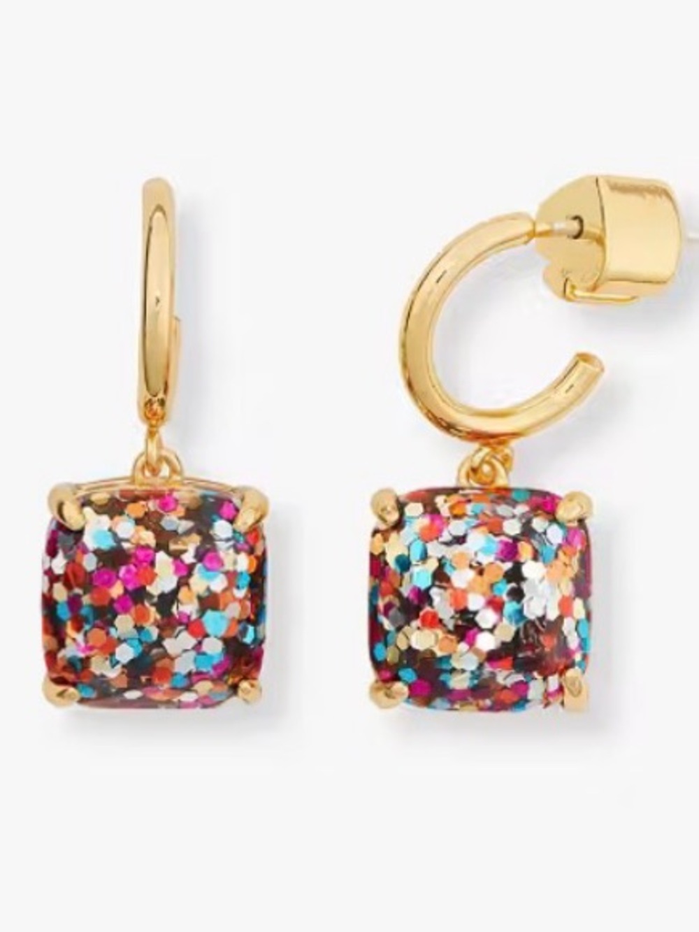 Kate Spade Gold Multi-Color Glitter Drop Earrings